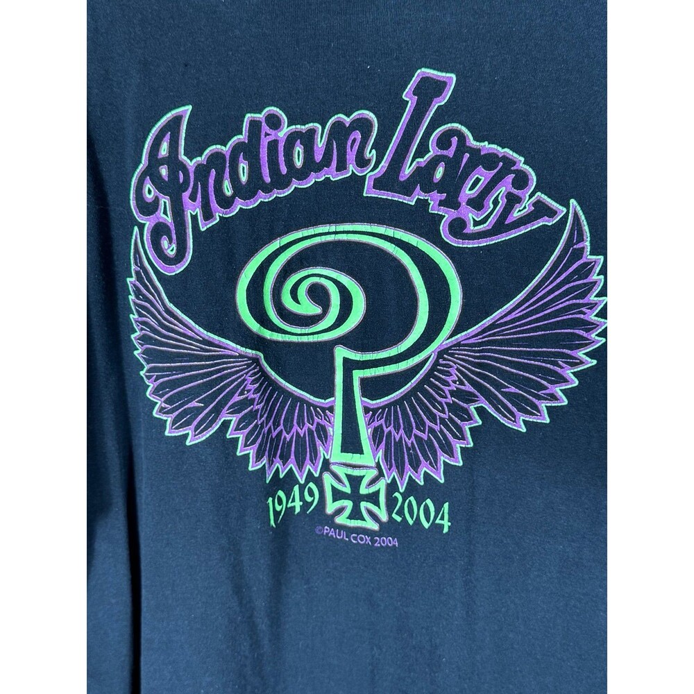 Vintage Indian Larry Shirt Mens XL Black Cotton Short Sleeve USA Y2K 2004 - Picture 12 of 12